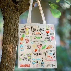 Cotton Canvas Tote Bag Las Vegas Cocktails
